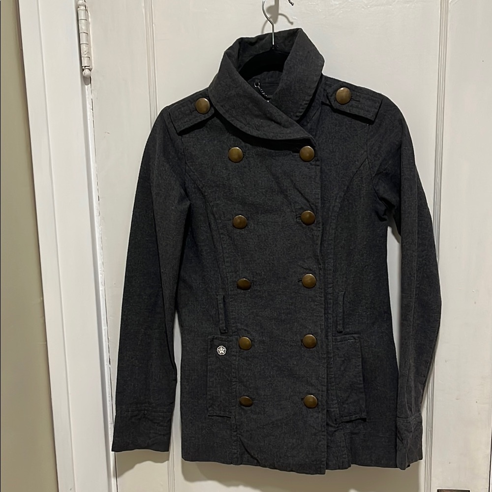Obey Charcoal Double-Breasted Pea Coat